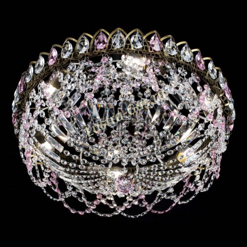 Люстра Хрустальный Каскад Ажур под бронзу Розовая в Химках Гусь Хрустальный