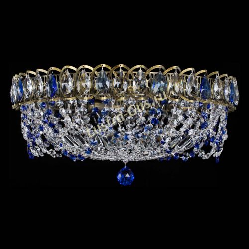 Люстра Хрустальный Каскад Ажур под бронзу Синяя в Химках Гусь Хрустальный