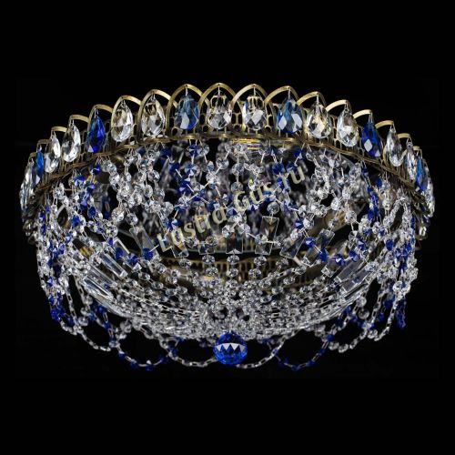 Люстра Хрустальный Каскад Ажур под бронзу Синяя в Химках Гусь Хрустальный