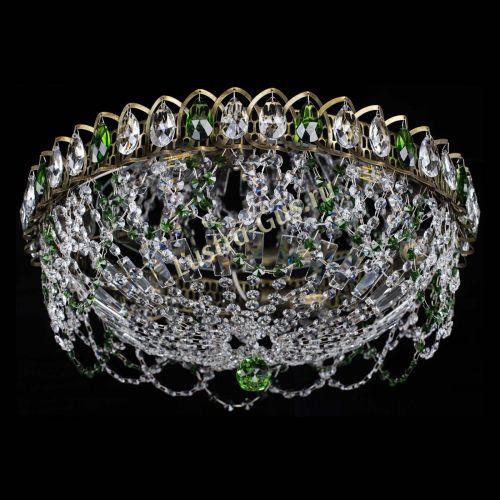 Люстра Хрустальный Каскад Ажур под бронзу Зеленая в Химках Гусь Хрустальный