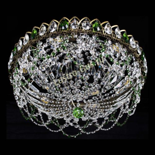 Люстра Хрустальный Каскад Ажур под бронзу Зеленая в Химках Гусь Хрустальный