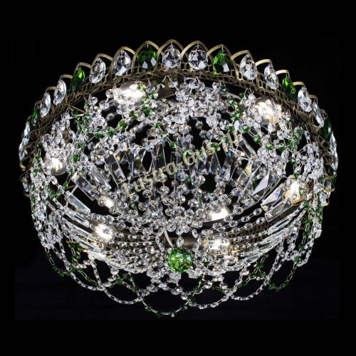 Люстра Хрустальный Каскад Ажур под бронзу Зеленая в Химках Гусь Хрустальный