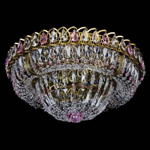 Люстра Кольцо Классика Пластинка розовая под бронзу в Химках Гусь Хрустальный