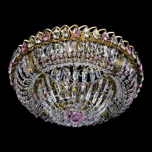 Люстра Кольцо Классика Пластинка розовая под бронзу в Химках Гусь Хрустальный