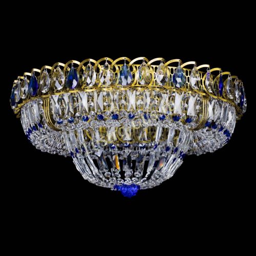 Люстра Кольцо Классика Пластинка синяя под бронзу в Химках Гусь Хрустальный