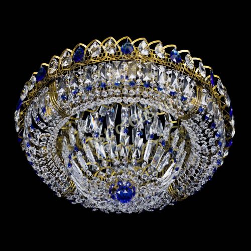 Люстра Кольцо Классика Пластинка синяя под бронзу в Химках Гусь Хрустальный