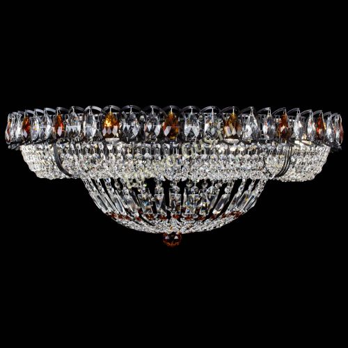 Люстра Кольцо Классика №8 Черная с чайными подвесками в Химках Гусь Хрустальный