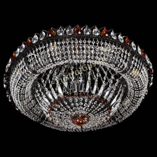 Люстра Кольцо Классика №8 Черная с чайными подвесками в Химках Гусь Хрустальный