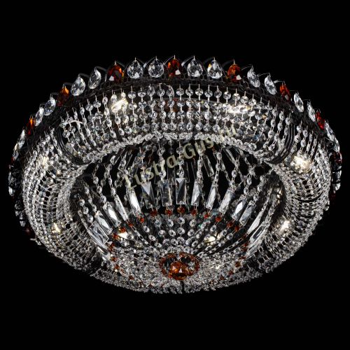 Люстра Кольцо Классика №8 Черная с чайными подвесками в Химках Гусь Хрустальный