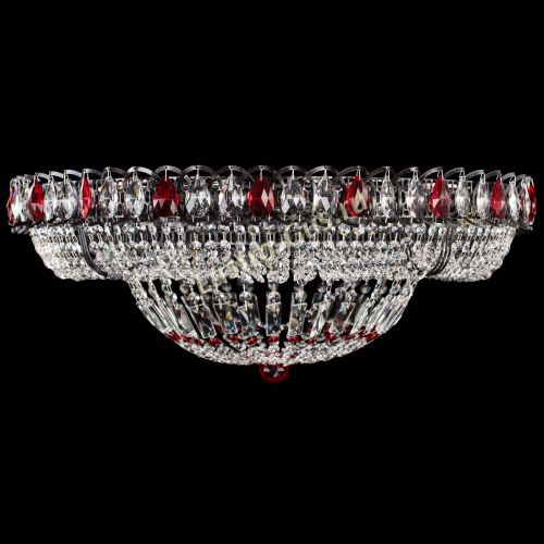 Люстра Кольцо Классика №8 Черная с красными подвесками в Химках Гусь Хрустальный