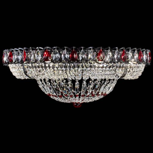 Люстра Кольцо Классика №8 Черная с красными подвесками в Химках Гусь Хрустальный