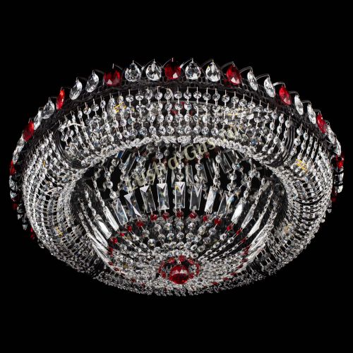 Люстра Кольцо Классика №8 Черная с красными подвесками в Химках Гусь Хрустальный
