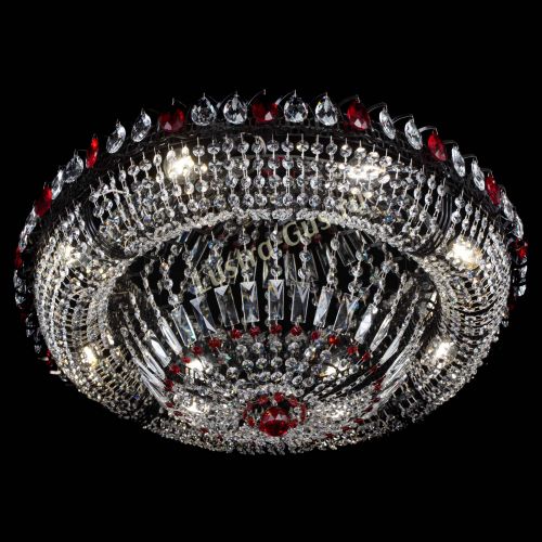 Люстра Кольцо Классика №8 Черная с красными подвесками в Химках Гусь Хрустальный