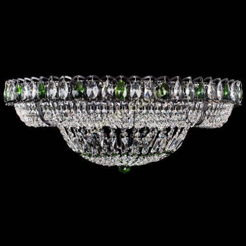 Люстра Кольцо Классика №8 Черная с зелеными подвесками в Химках Гусь Хрустальный