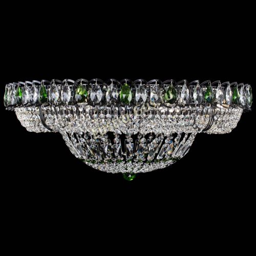 Люстра Кольцо Классика №8 Черная с зелеными подвесками в Химках Гусь Хрустальный