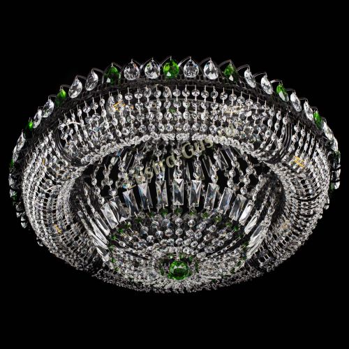 Люстра Кольцо Классика №8 Черная с зелеными подвесками в Химках Гусь Хрустальный
