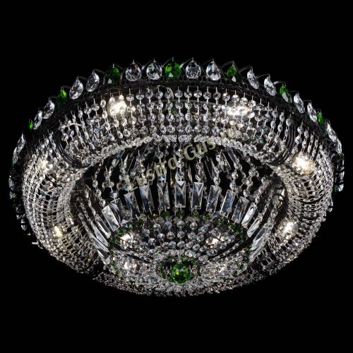 Люстра Кольцо Классика №8 Черная с зелеными подвесками в Химках Гусь Хрустальный