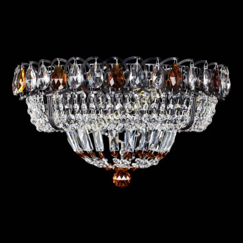 Люстра Кольцо Классика Черная с чайными подвесками в Химках Гусь Хрустальный