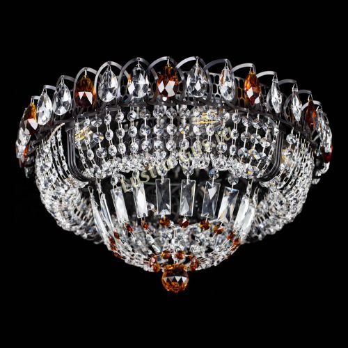 Люстра Кольцо Классика Черная с чайными подвесками в Химках Гусь Хрустальный