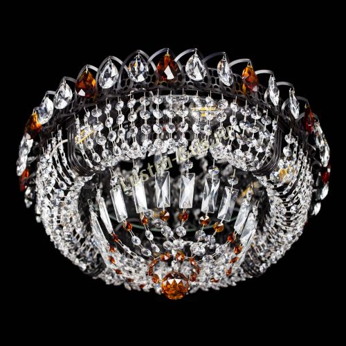 Люстра Кольцо Классика Черная с чайными подвесками в Химках Гусь Хрустальный