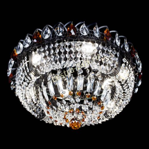 Люстра Кольцо Классика Черная с чайными подвесками в Химках Гусь Хрустальный