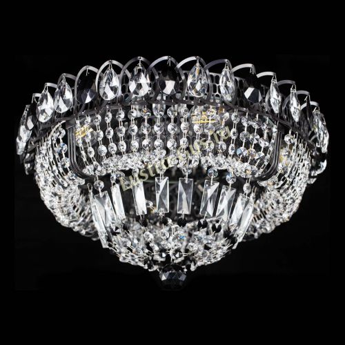 Люстра Кольцо Классика Черная с черными подвесками в Химках Гусь Хрустальный