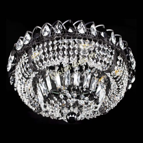 Люстра Кольцо Классика Черная с черными подвесками в Химках Гусь Хрустальный