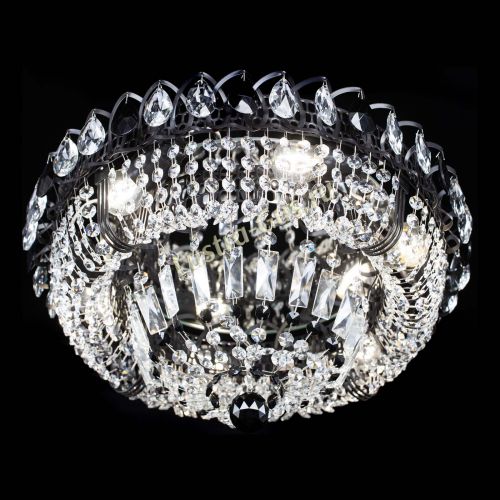 Люстра Кольцо Классика Черная с черными подвесками в Химках Гусь Хрустальный