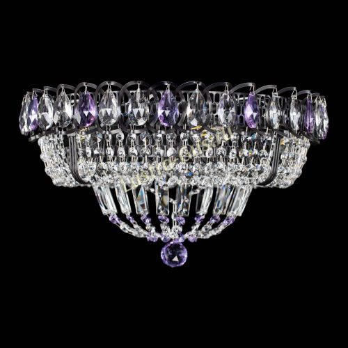 Люстра Кольцо Классика Черная с фиолетовыми подвесками в Химках Люстра Кольцо Классика Черная с фиолетовыми подвесками в Химках