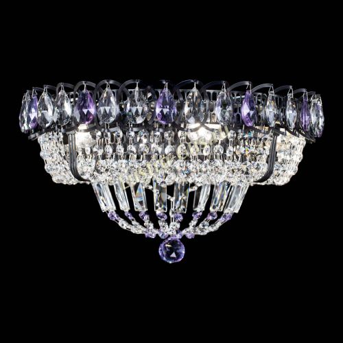 Люстра Кольцо Классика Черная с фиолетовыми подвесками в Химках Гусь Хрустальный