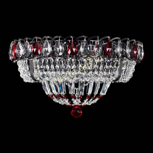 Люстра Кольцо Классика Черная с красными подвесками в Химках Люстра Кольцо Классика Черная с красными подвесками в Химках