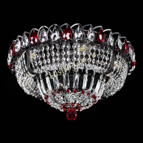 Люстра Кольцо Классика Черная с красными подвесками в Химках Гусь Хрустальный