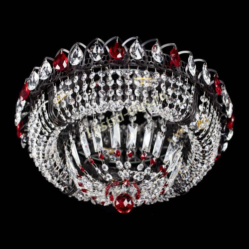 Люстра Кольцо Классика Черная с красными подвесками в Химках Гусь Хрустальный