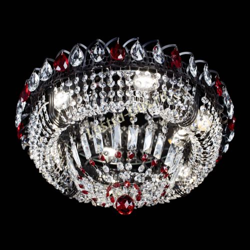 Люстра Кольцо Классика Черная с красными подвесками в Химках Гусь Хрустальный
