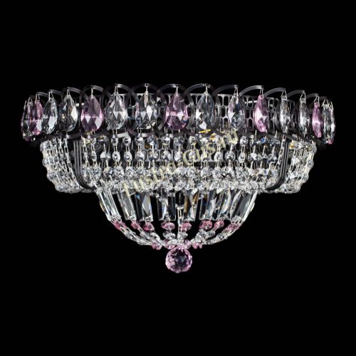 Люстра Кольцо Классика Черная с розовыми подвесками в Химках Люстра Кольцо Классика Черная с розовыми подвесками в Химках