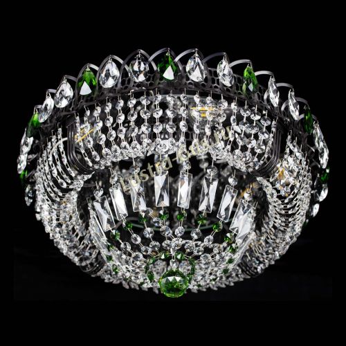 Люстра Кольцо Классика Черная с зелеными подвесками в Химках Гусь Хрустальный