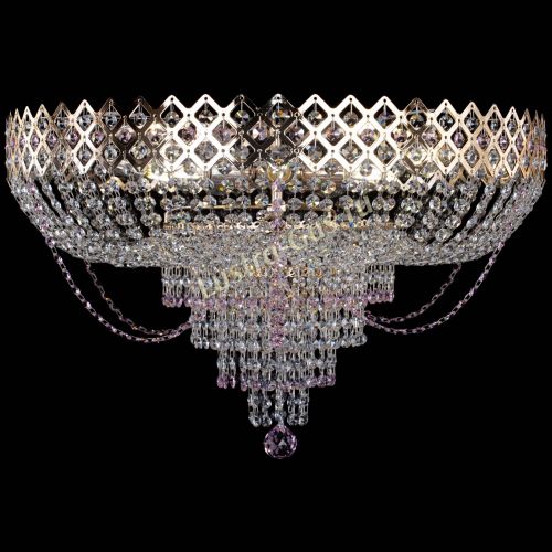Люстра Корона №11 розовая в Химках Гусь Хрустальный