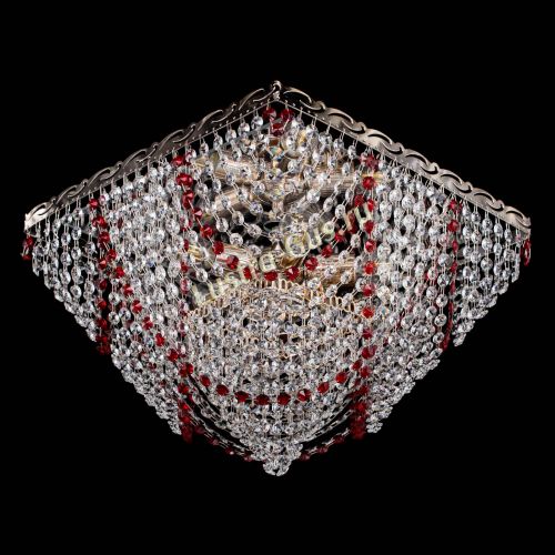 Люстра Квадрат Бриз красная в Химках Гусь Хрустальный