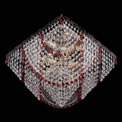 Люстра Квадрат Бриз красная в Химках Гусь Хрустальный