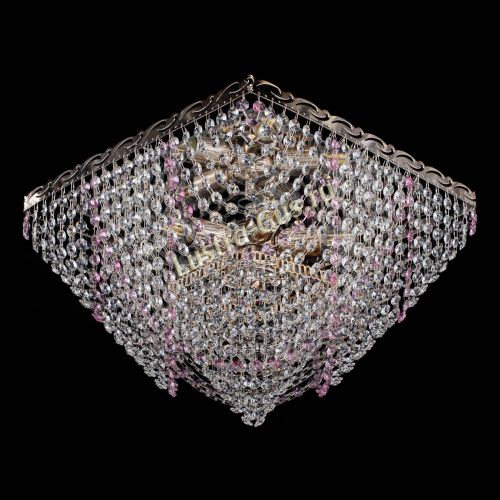 Люстра Квадрат Бриз розовая в Химках Гусь Хрустальный