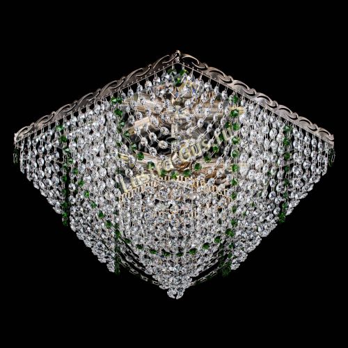 Люстра Квадрат Бриз зеленая в Химках Гусь Хрустальный