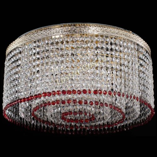 Люстра Милан капель оптикон Красная в Химках Гусь Хрустальный