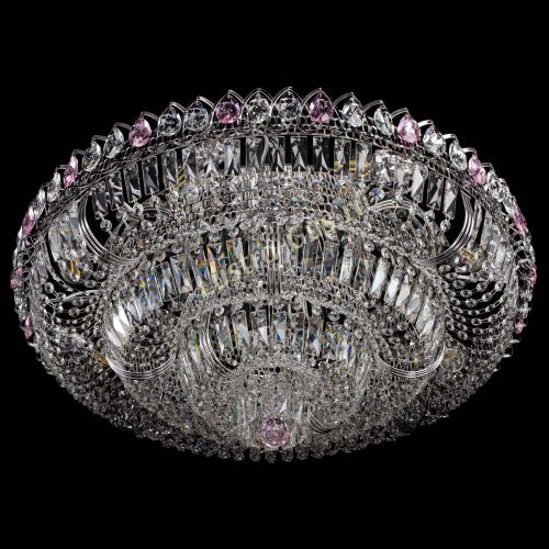 Люстра Тройное Кольцо пластинка розовая в Химках Гусь Хрустальный