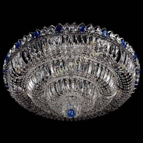 Люстра Тройное Кольцо пластинка синяя в Химках Гусь Хрустальный