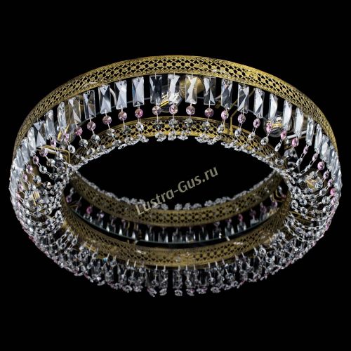 Люстра Венеция Кольцо №8 пластинка под бронзу Розовая в Химках Гусь Хрустальный