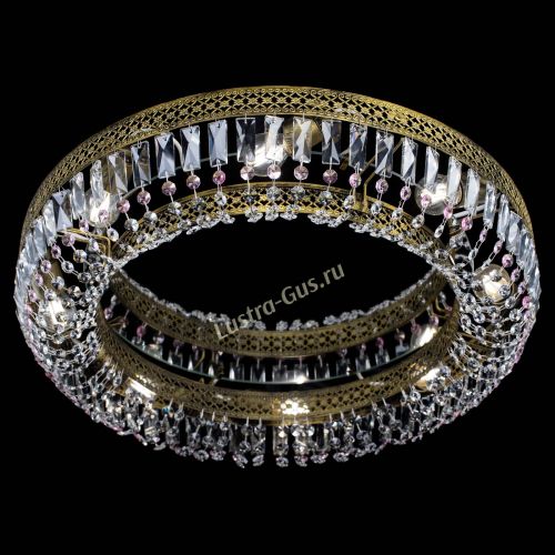 Люстра Венеция Кольцо №8 пластинка под бронзу Розовая в Химках Гусь Хрустальный