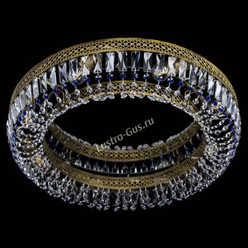 Люстра Венеция Кольцо №8 пластинка под бронзу Синяя в Химках Гусь Хрустальный