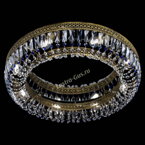 Люстра Венеция Кольцо №8 пластинка под бронзу Синяя в Химках Гусь Хрустальный