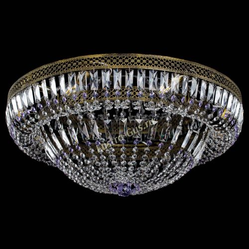 Люстра Венеция Купол пластинка под бронзу Фиолетовая в Химках Гусь Хрустальный