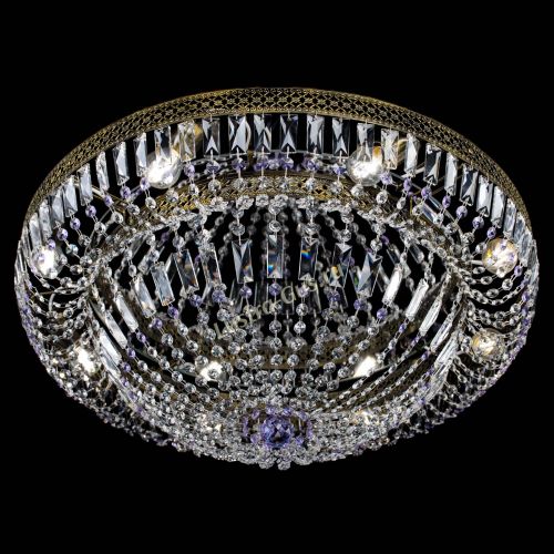 Люстра Венеция Купол пластинка под бронзу Фиолетовая в Химках Гусь Хрустальный